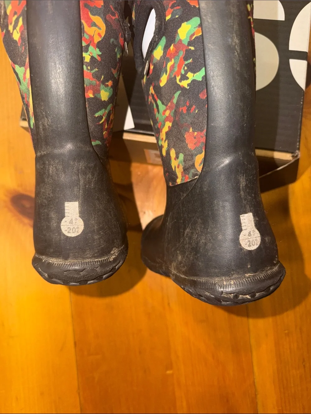 Bogs Kids Black Rain Winter Boots Green Orange Camo Dinos 12 kids